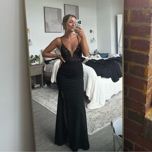 Hello Molly Black Lace Bustier Maxi Dress